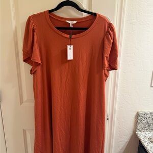 Cable & Gauge Rust Red Scoop Neck Tee Dress